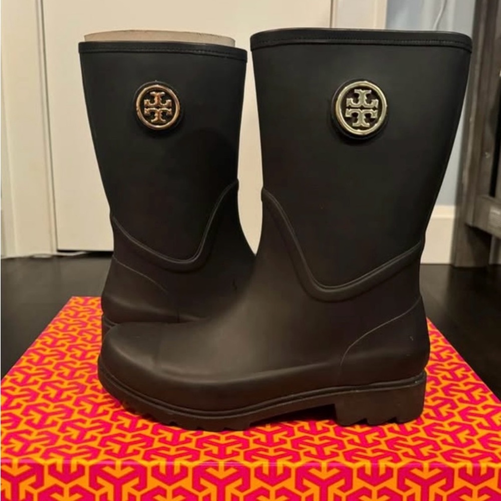 Tory Burch Black Rain Boots